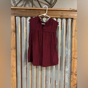 Sleeveless Burgundy Shirt